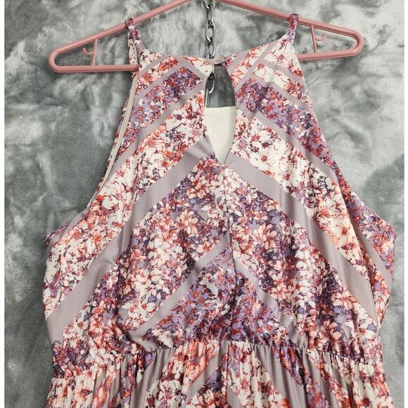 Maurices Dress Womens 0/0X Pink Purple Floral Halter Maxi Blouson Elastic Waist - Picture 4 of 11